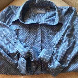 Liz Claiborne blue/white polka dot button-down